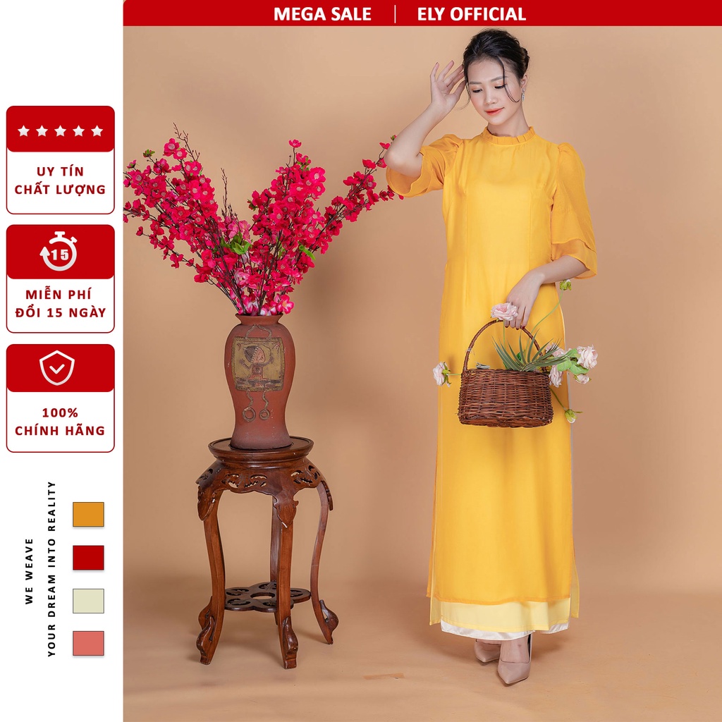 Áo dài cách tân nữ thời trang cách điệu ELY voan tơ cao cấp đổi trả 15 ngày