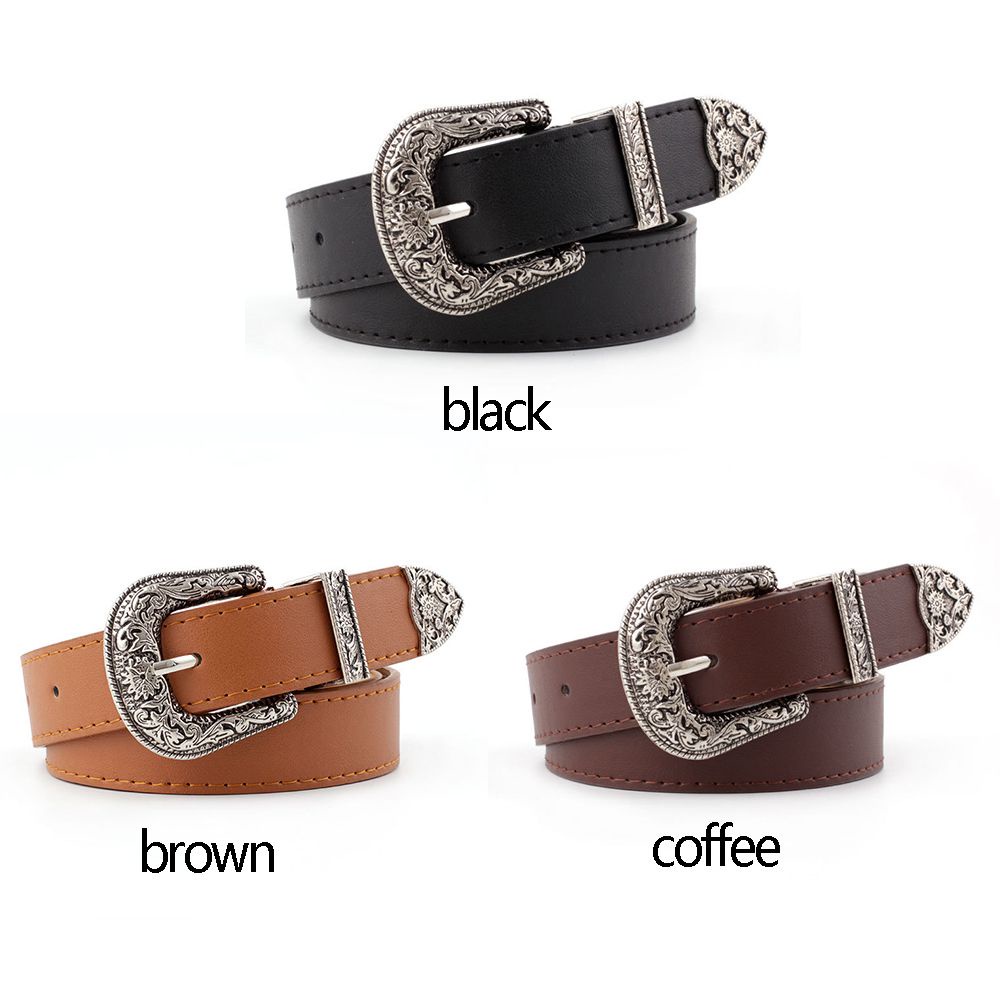 Thắt Lưng Da Pu Khóa Kim Loại Khắc Họa Tiết Cổ Điển Thời Trang Cho Nữ Mihan1