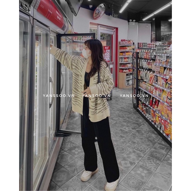 Áo len cadigan vằn cá tính , áo len from rộng chất dày ấm áp xuất xứ Quảng Châu phong cách Hàn Quốc YANSOO