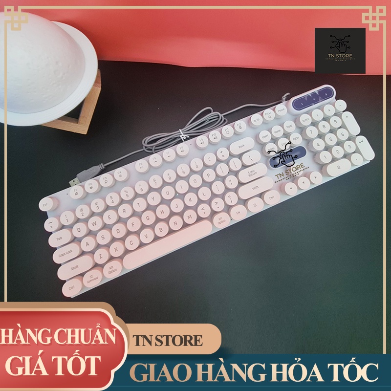 Bàn phím máy tính nút tròn giả cơ sang trọng với 2 màu đen trắng dòng gaming giá rẻ  TN Store BPNT100
