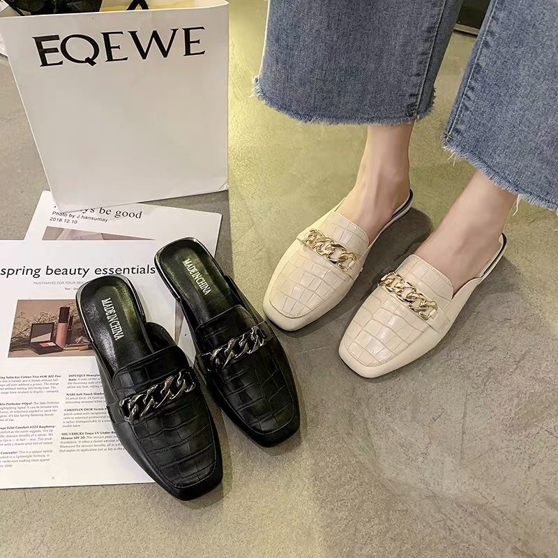 (HÀNG CÓ SẴN) Dép sục da rắn khoá xích BIG SIZE 35-43