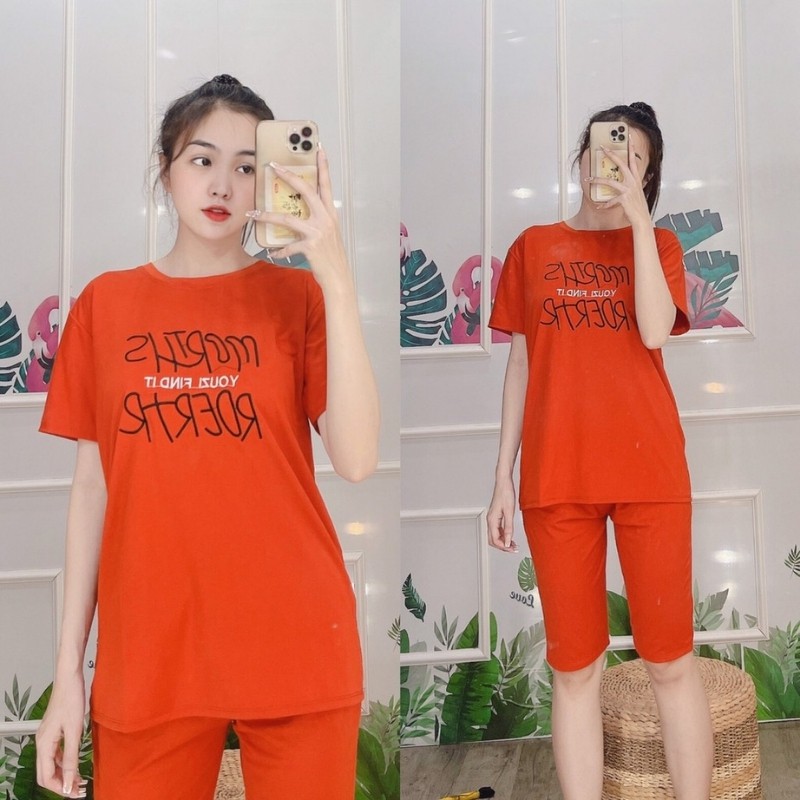 Đồ bộ mặc nhà nữ bigsize đẹp dễ thương thun cotton đi chơi ngủ thể thao trung niên quần lửng ngố sang chảnh ESHOP AD12
