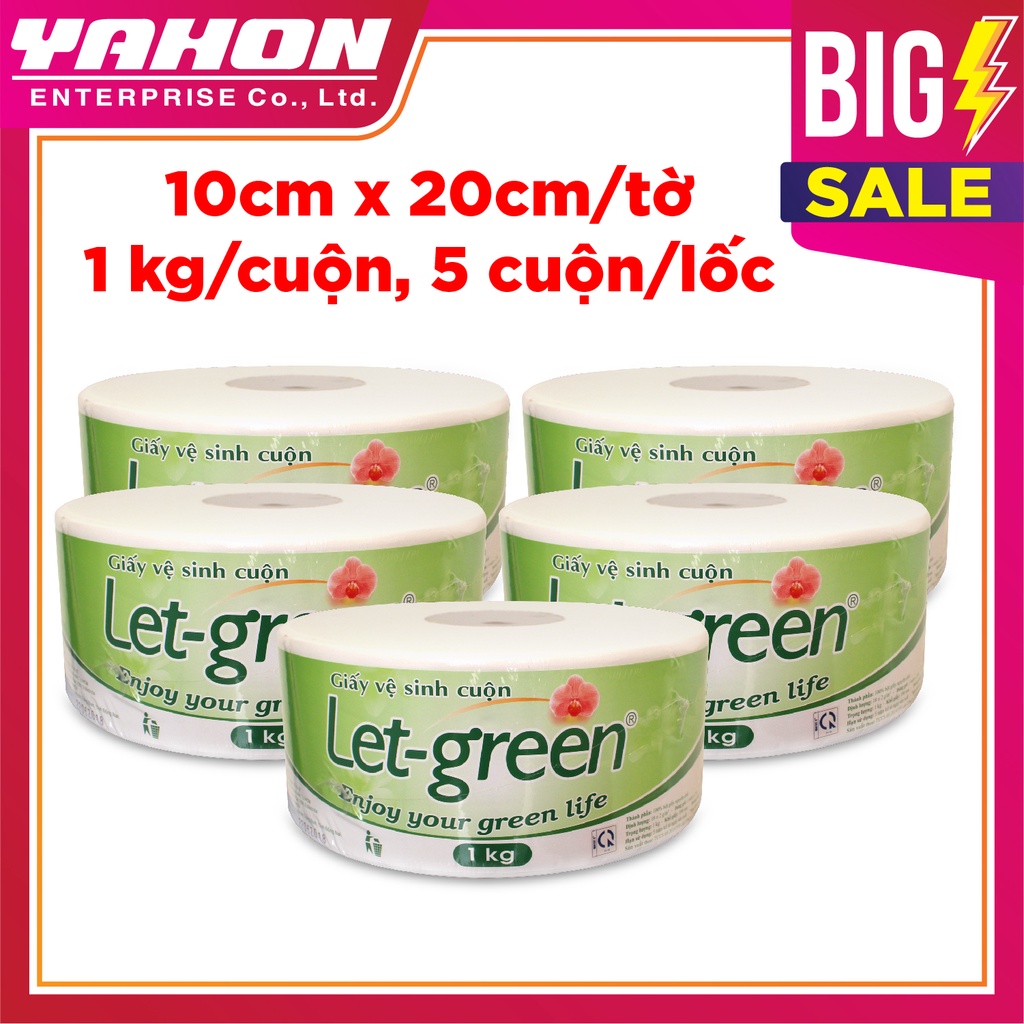 Bộ 5 GIẤY VỆ SINH CUỘN LET-GREEN 10*20 1KG