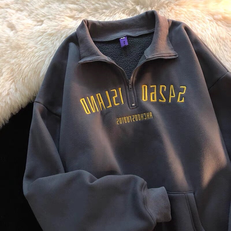 ÁO SWEATER ZIP/POLO TAY DÀI KHOÁ KÉO FORM RỘNG UNISEX ULZZANG STYLE HÀN QUỐC BASIC (order) | BigBuy360 - bigbuy360.vn