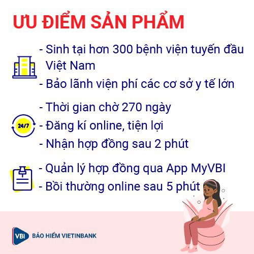 TOÀN QUỐC [E-Voucher] Bảo hiểm sức khỏe VBI Care kèm THAI SẢN - Gói Bạch Kim (31 - 40 tuổi) VBI - VIETINBANK