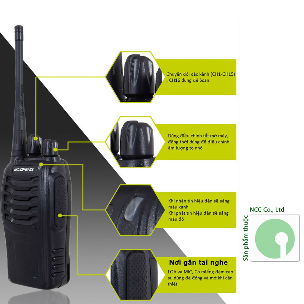 01 máy bộ đàm BaofengBF-888s nhỏ gọn giá rẻ hợp du lịch phượt , nhà hàng, Karaoke, tổ chức sự kiện - NPD-BF888S-1221