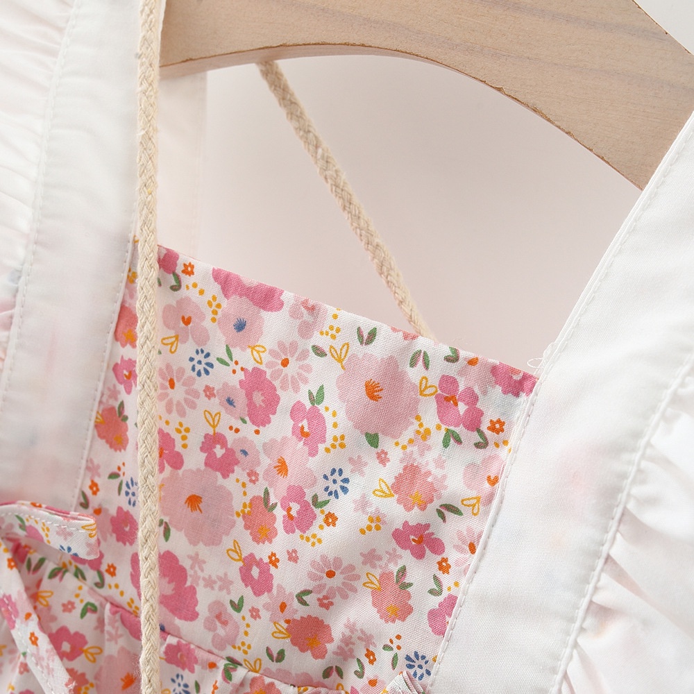 Đầm hoa nhí cánh tiên kèm túi cói dễ thương cho bé gái