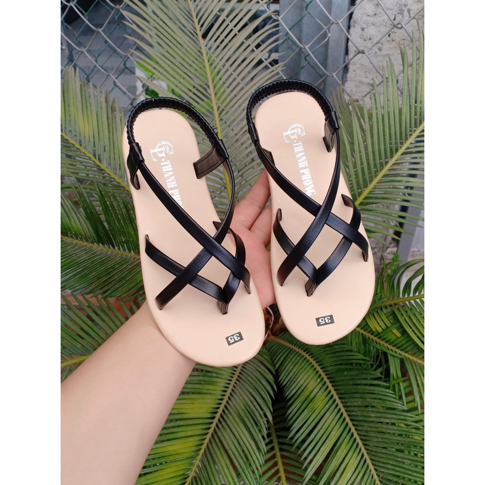 GIÀY SANDAL THẤP XỎ NGÓN QUAI THUN HẬU CÓ SIZE LỚN 35-41