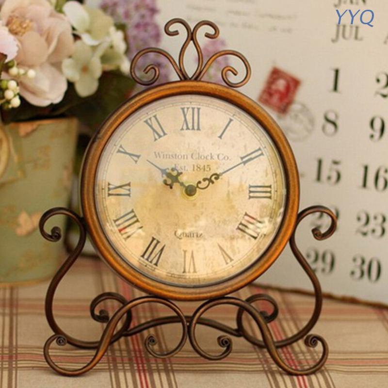 Đồng Hồ Để Bàn Bằng Sắt Chạy Pin Phong Cách Cổ Điển Dùng Trang Trí Nhà