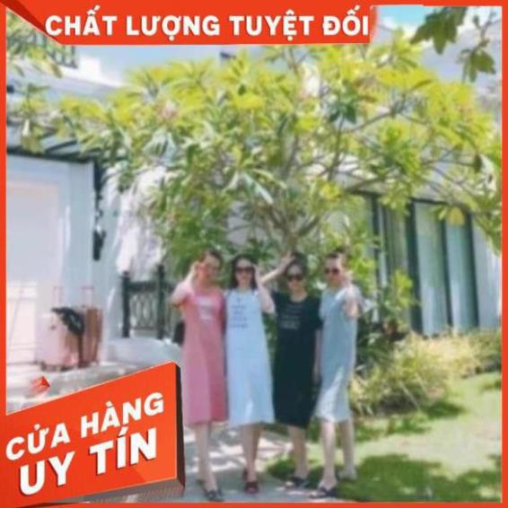 Váy đầm thun mãi có tay dáng suông Thái Lan chính hãng màu trắng Free size mặc hè thoáng mát thấm hút mồ hôi dễ phối đồ