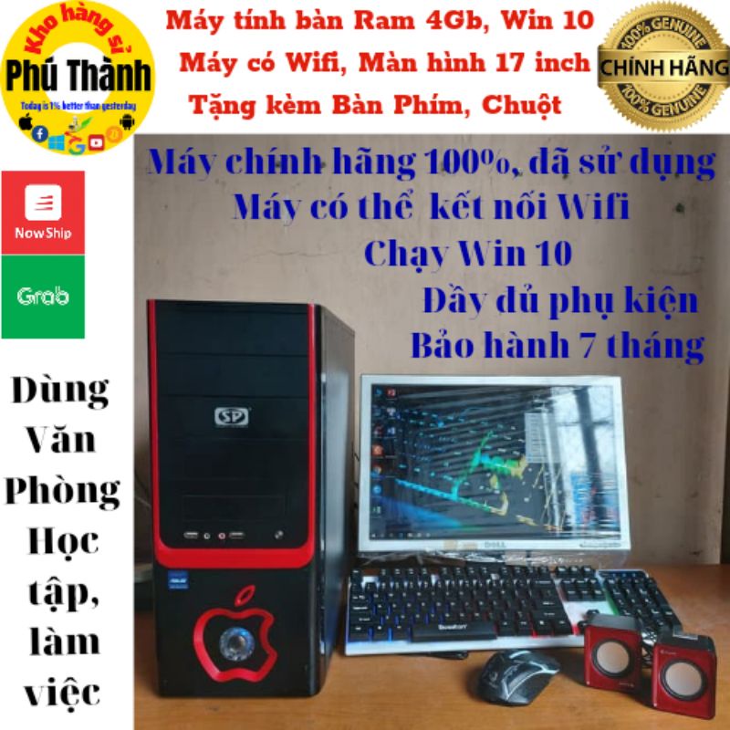 Máy tính bàn có kết nối internet Wifi win 10 ram 4gb màn hình 17inch tặng kèm bàn phím chuột - giao mẫu ngẫu nhiên