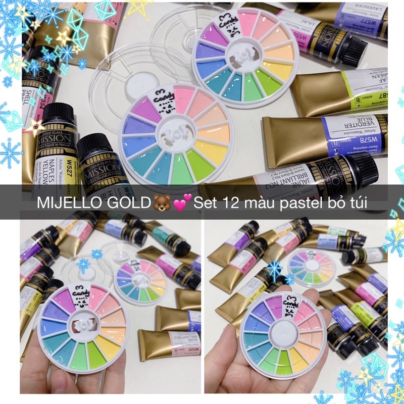 MIJELLO GOLD  Set 12 màu nước tông pastel bỏ túi