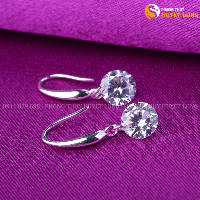 Khuyên Tai Nữ Bạc s925 Đính Đá Dạng Treo, Bông Tai Nữ Bạc Kiểu Mới Mẫu Hot Thời Trang, Sành Điệu, 1 Đôi