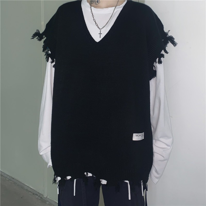 Ao len nữ form rộng hàn quốc, áo sweater nữ form rộng len kiểu gile cổ v phong cách học sinh hàn quốc 2021 | BigBuy360 - bigbuy360.vn