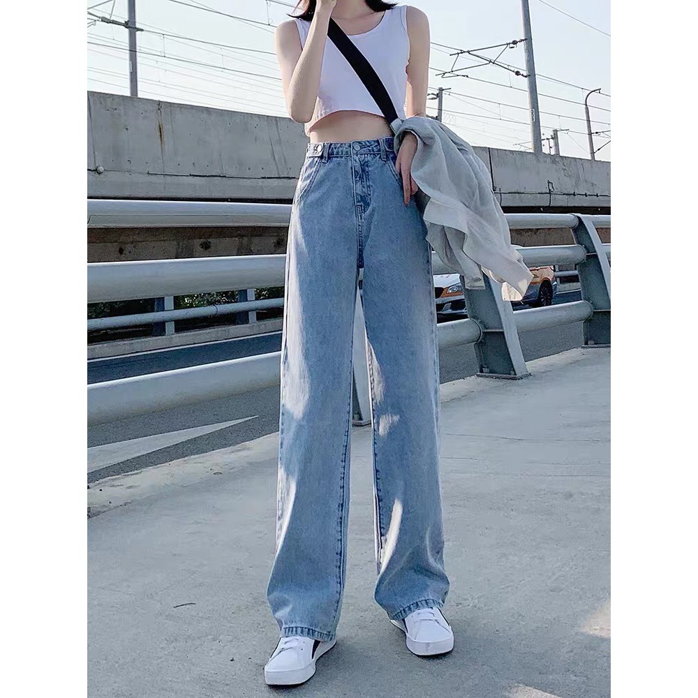 Quần Jean Ống Rộng SIMPLE JEAN Màu Xám