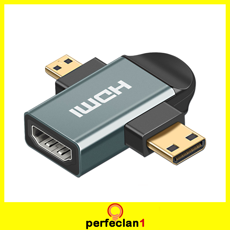 [PERFECLAN1]3in 1 HDMI Female to Mini HDMI Male + Micro HDMI Male Adapter