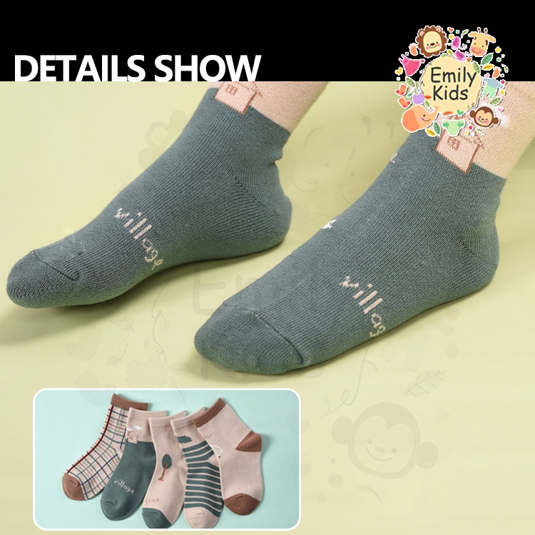 Set 5 Đôi Vớ Cotton Kẻ Sọc / Hoa Thời Trang Chất Lượng Cao Cho Bé Gái Từ 1-12 Tuổi
