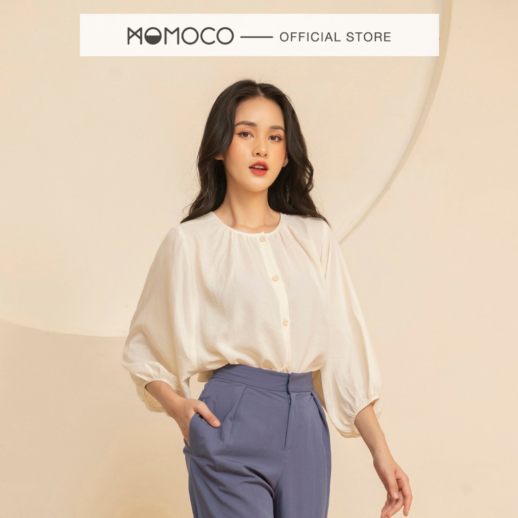 Áo Sơ Mi Tay Dơi MOMOCO Dáng Loose Đuôi Tôm Chất Liệu Xốp Nhăn M2813
