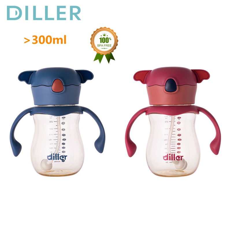 Bình sữa Diller bằng silicon PPSU không chứa BPA chống tràn cho bé dung tích 300ml D-P4007