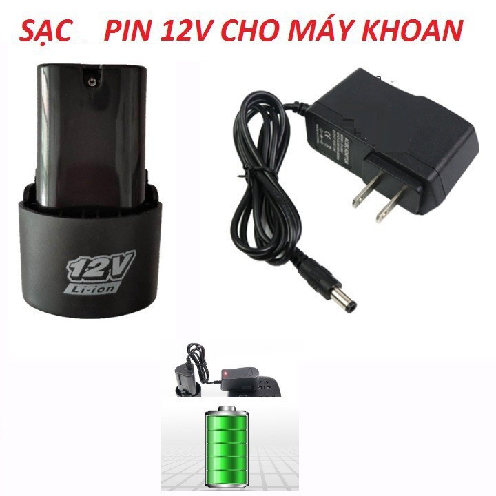 SẠC PIN MÁY KHOAN Li-ion 12V cho các dòng máy khoan pin 12v, Có đèn báo