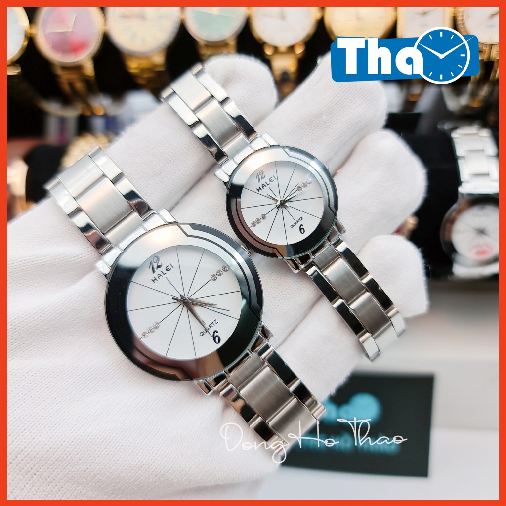 Đồng Hồ Cặp Đôi Nam Nữ Halei 457 Dây Trắng Mặt Trắng Trẻ Trung Siêu Chống Nước
