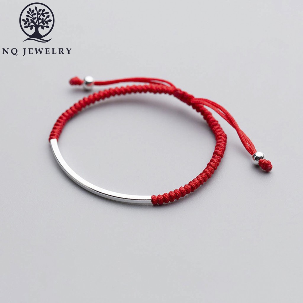Vòng thắt dây đỏ ống bạc - NQ Jewelry