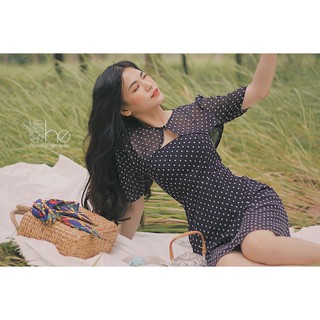 Đầm Hai Dây Chấm Bi