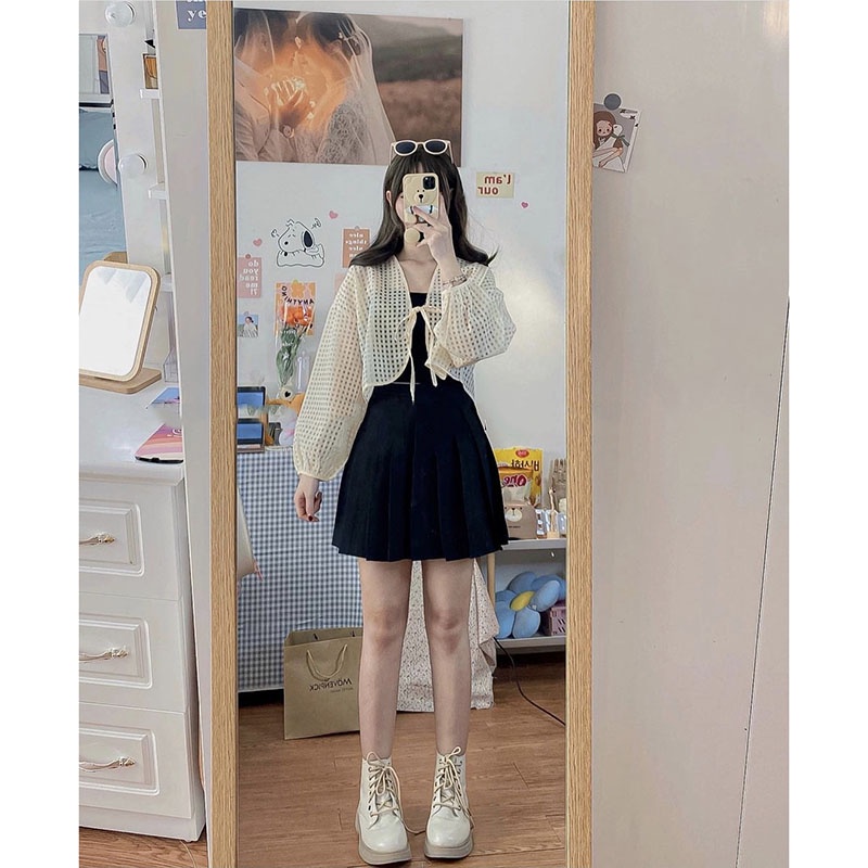 Sét Áo Tiểu Thư Nơ Ngực Kèm Áo 2 Dây M804-Lolla_Fashion