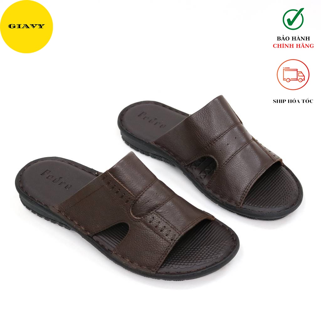 Dép nam quai da, dép nam trung niên, đế dúc L0018 - GIÀY GIAVY