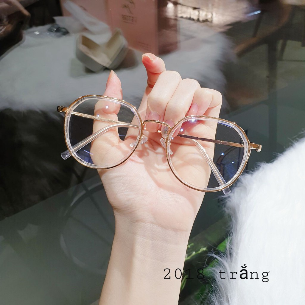 Gọng kính mắt tròn hợp kim Qiwa Eyewear 2018, Kính cận nữ mắt tròn gọng kim loại