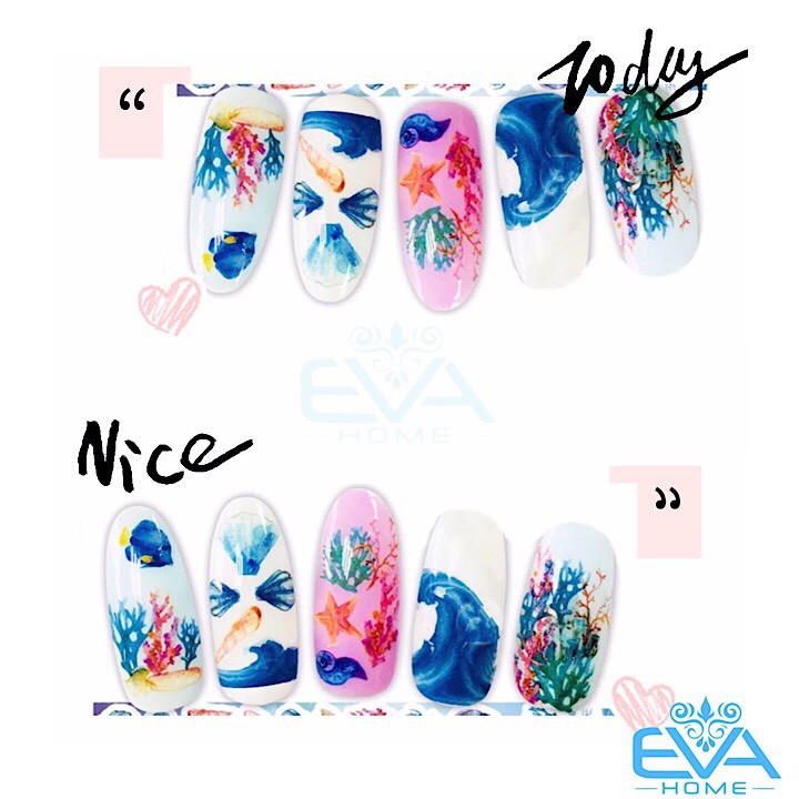 Miếng Dán Móng Tay 3D Nail Sticker Tráng Trí Hoạ Tiết Sinh Vật Biển Sea Animal F416