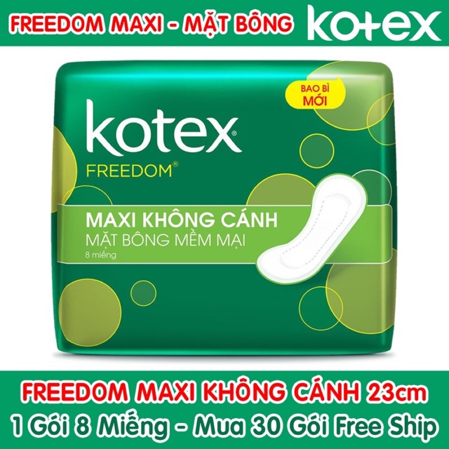 Băng Vệ Sinh Kotex Freedom Maxi Dày Không Cánh Mặt Bông 23cm