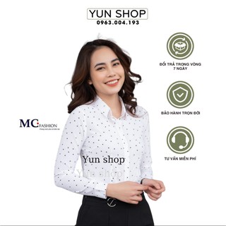 Áo sơ mi nữ chấm bi - MC Fashion A0284 trắng bi đen
