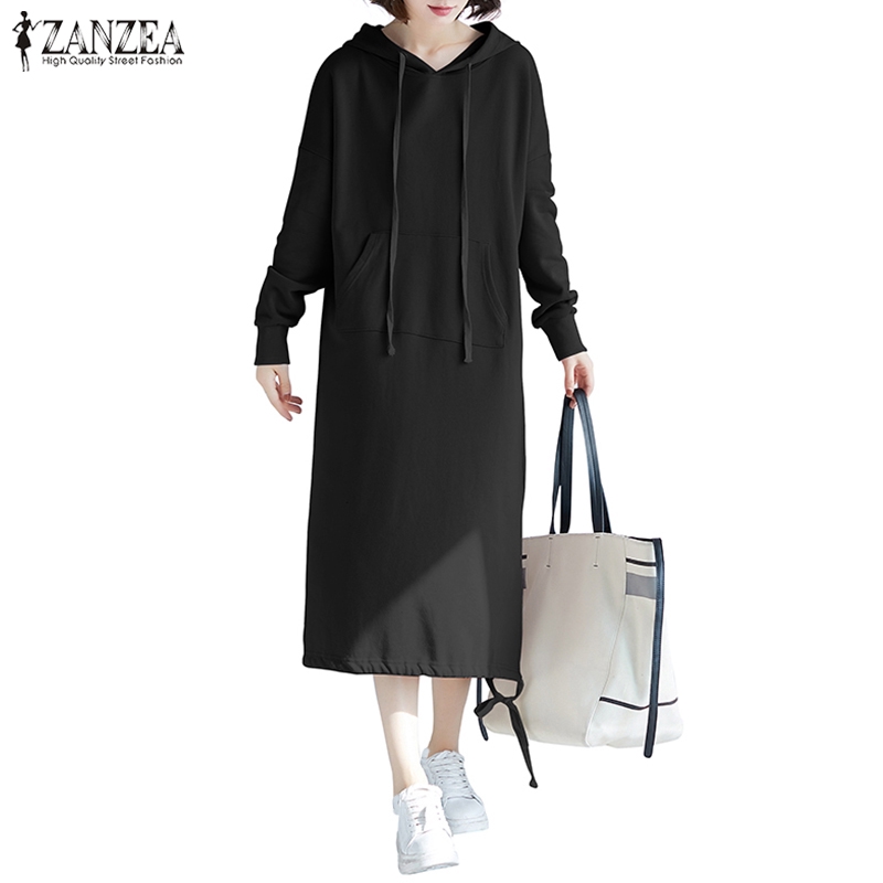 Đầm Hoodie ZANZEA Tay Dài Duyên Dáng Sành Điệu Cho Nữ