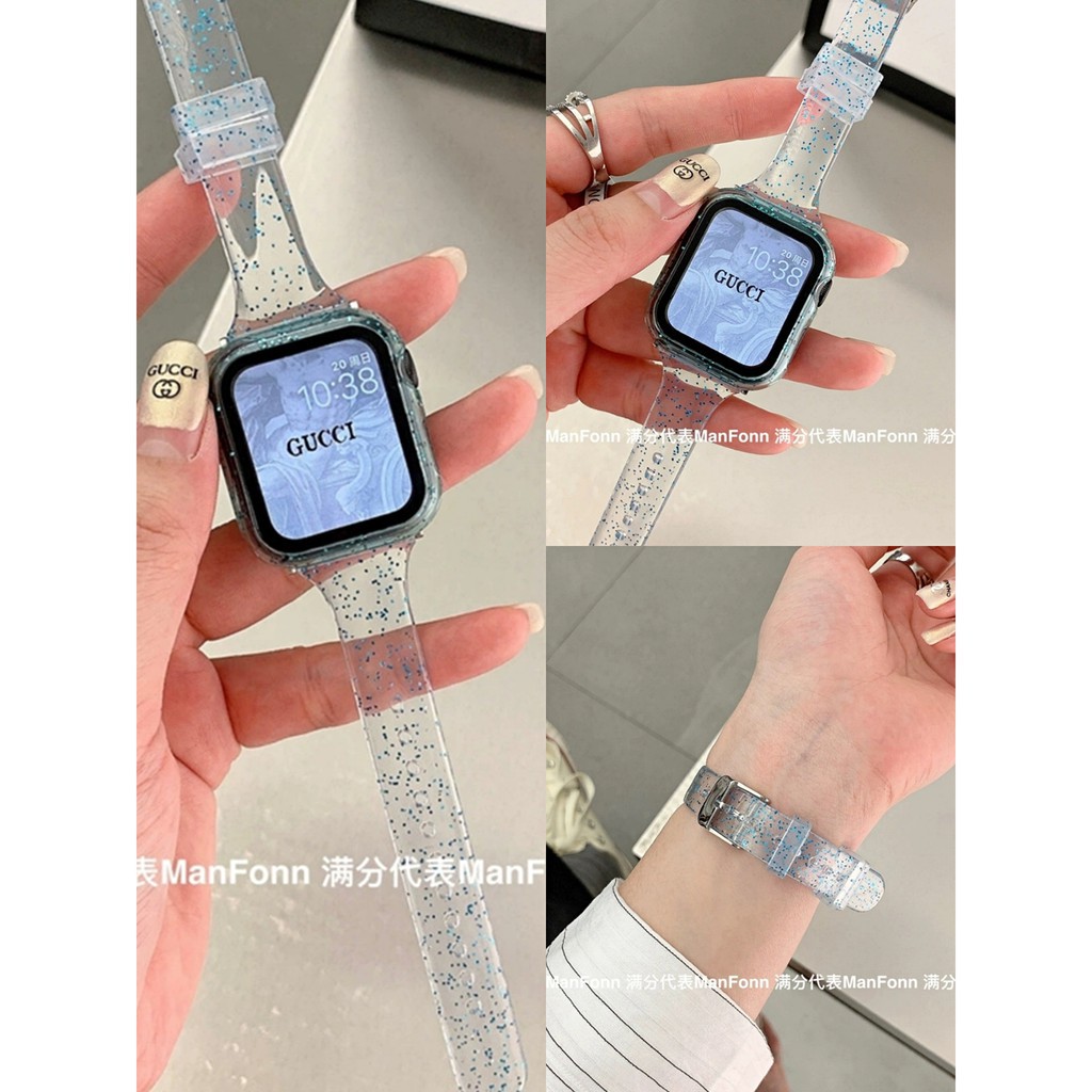 Bộ Dây Đồng Hồ Bằng Silicone Trong Suốt 42mm 38mm Cho Đồng Hồ Iwatch 6 5 4 3 2 1i