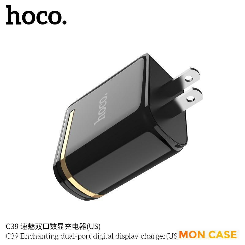 Củ Sạc HOCO C39 | Sạc Nhanh Iphone Ipad Androi| 2 USB Led Báo Dòng