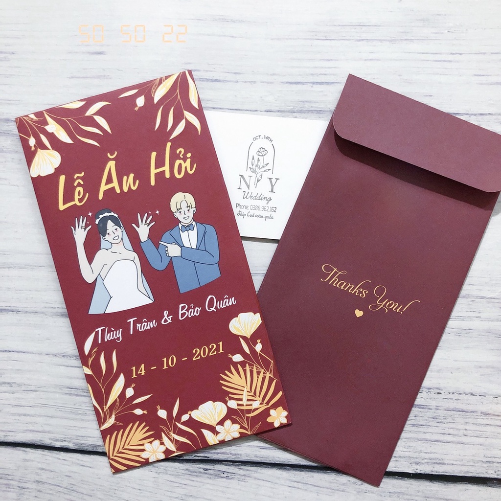 Lì xì ăn hỏi - Lì xì đám cưới in hình dâu rể nhiều mẫu