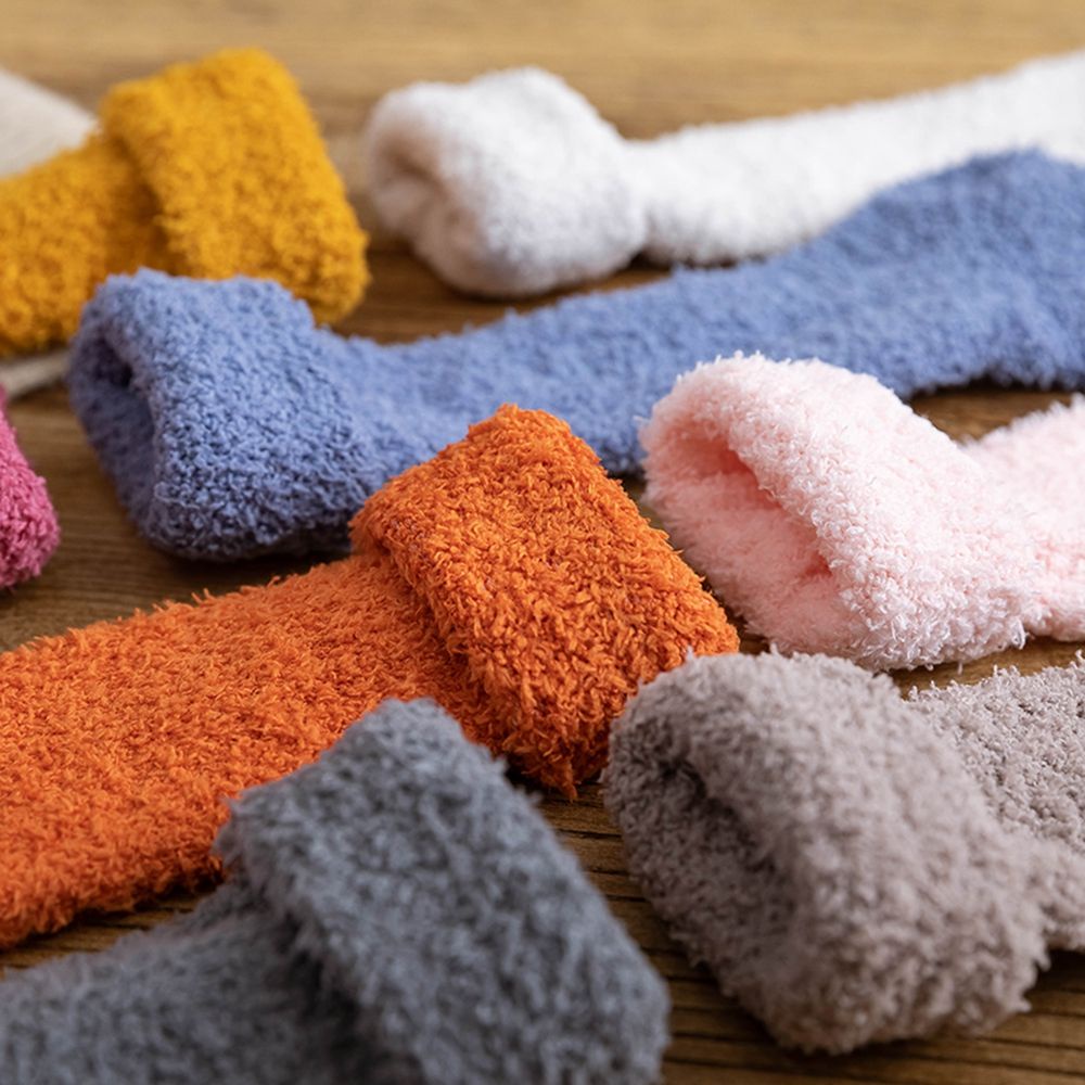 Tất cotton san hô dài co giãn màu trơn đơn giản dễ thương cho nam và nữ