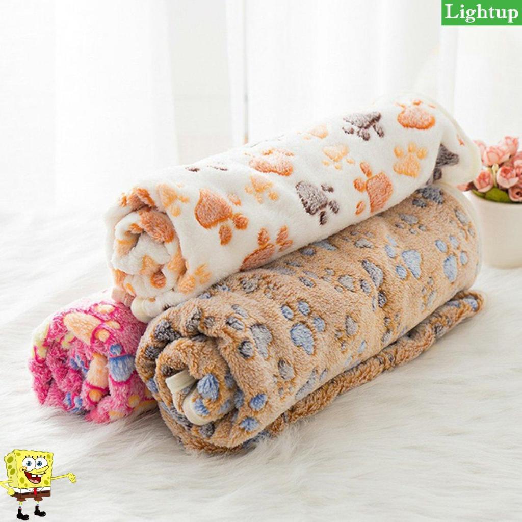 Thảm trải giường cho chó mềm San hô lông cừu Bàn chân in chăn thú cưng ấm áp Chăn ngủ