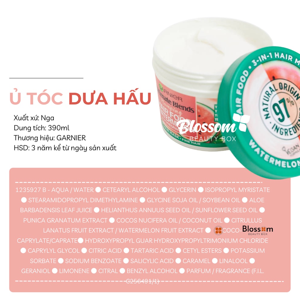 Dầu gội xả DƯA HẤU GARNIER Fructis Volumising Watermelon Shampoo For Fine Hair 350ml
