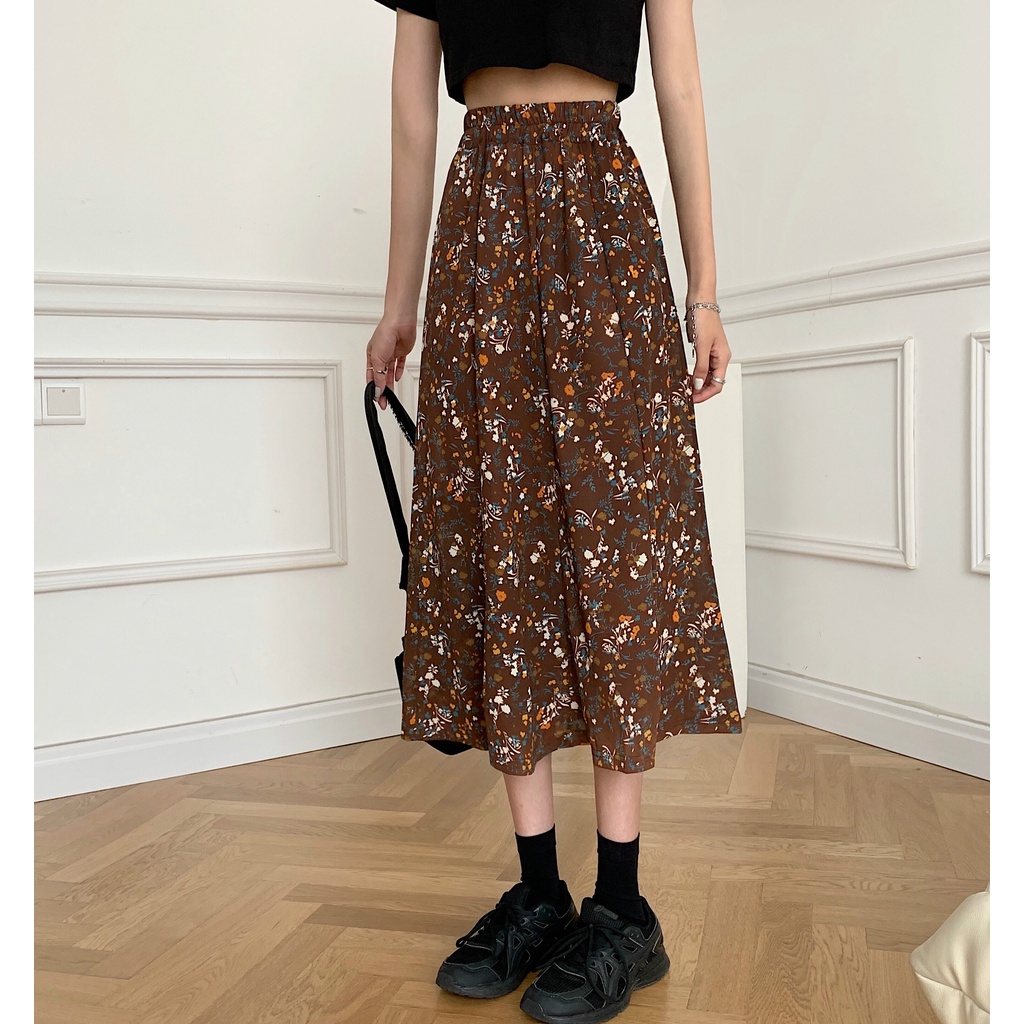 Chân váy hoa SUXI lưng cao thời trang dành cho nữ