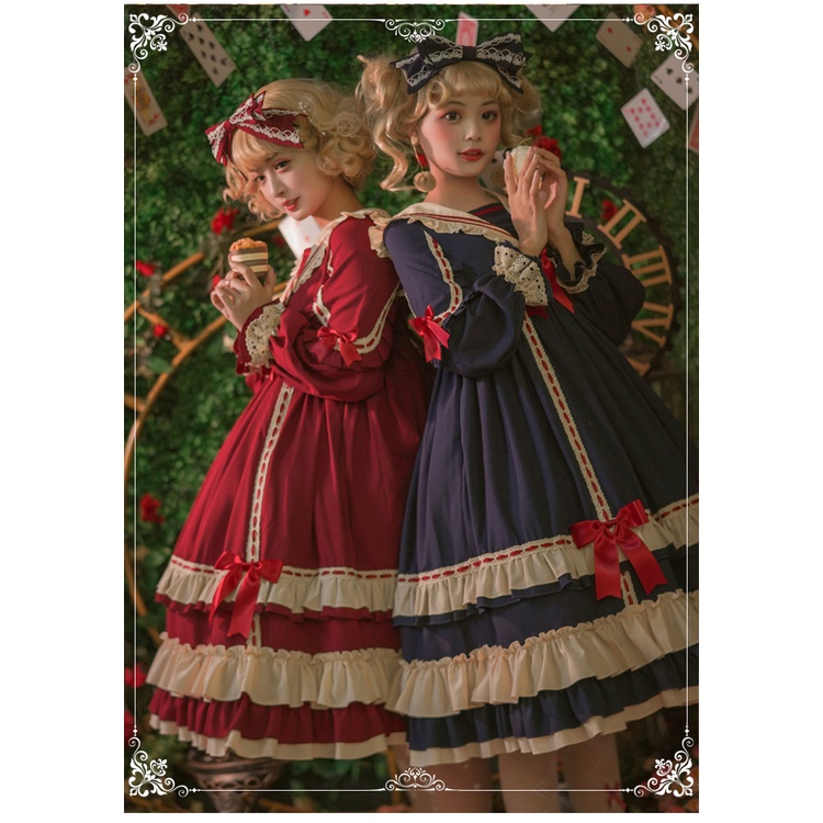 Váy lolita dài tay  retro phong cách  eo cao váy công chúa
