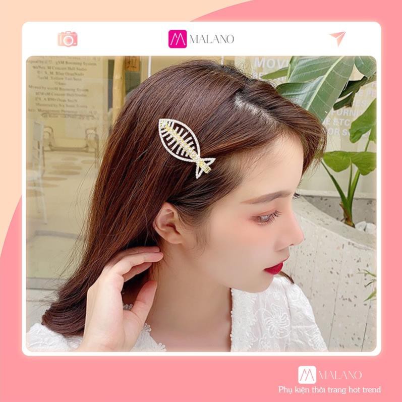 Kẹp Tóc Mái GALANO Kẹp Tóc Hàn Quốc Kim Loại Đính Đá Hình Con Cá Xinh Xắn FA-001278