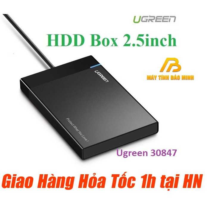 Hộp Đựng Ổ Cứng 2.5 inch USB 3.0 Ugreen 30847 - HDD Box Chính Hãng