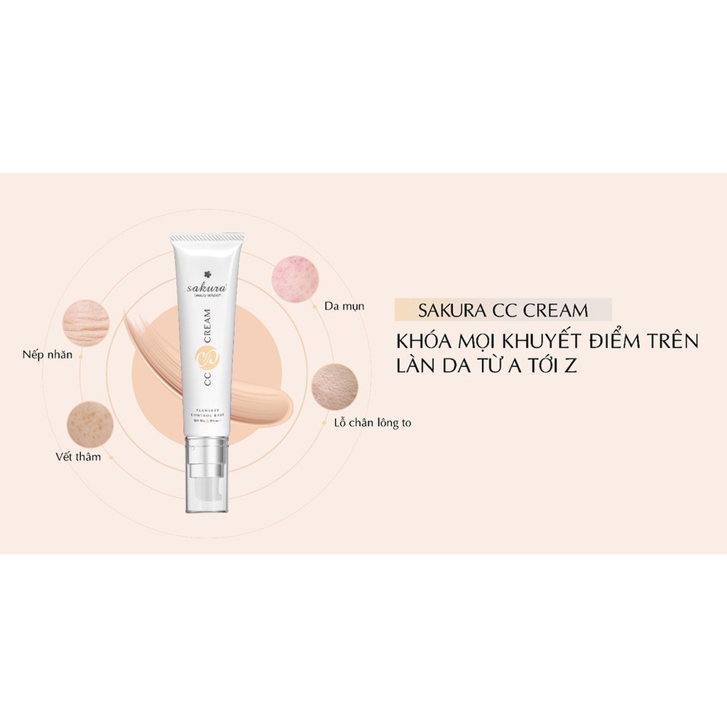 [TOP BÁN CHẠY] Kem trang điểm Sakura CC Cream Flawless Control Base SPF50+ PA++++