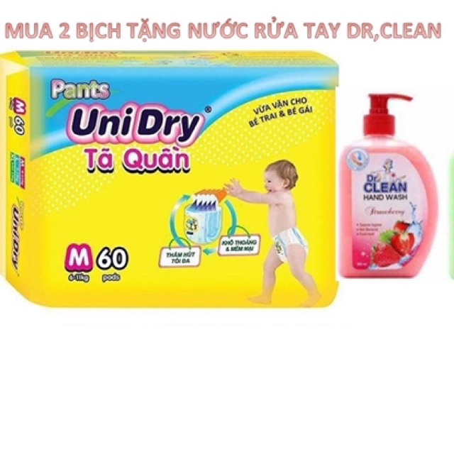 ( Tặng quà) Combo 2 tã quần Unidry M60/L54/XL48/XXL44