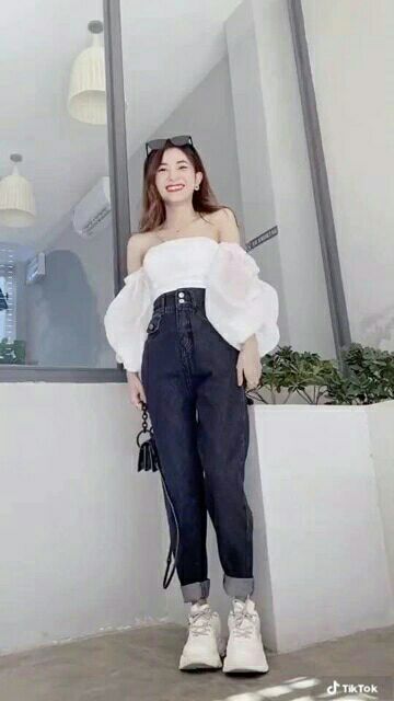 [Mã FAMAYWA giảm 10K đơn 50K] Quần baggy bò cạp cao hai cúc túi trước hàng có size | BigBuy360 - bigbuy360.vn