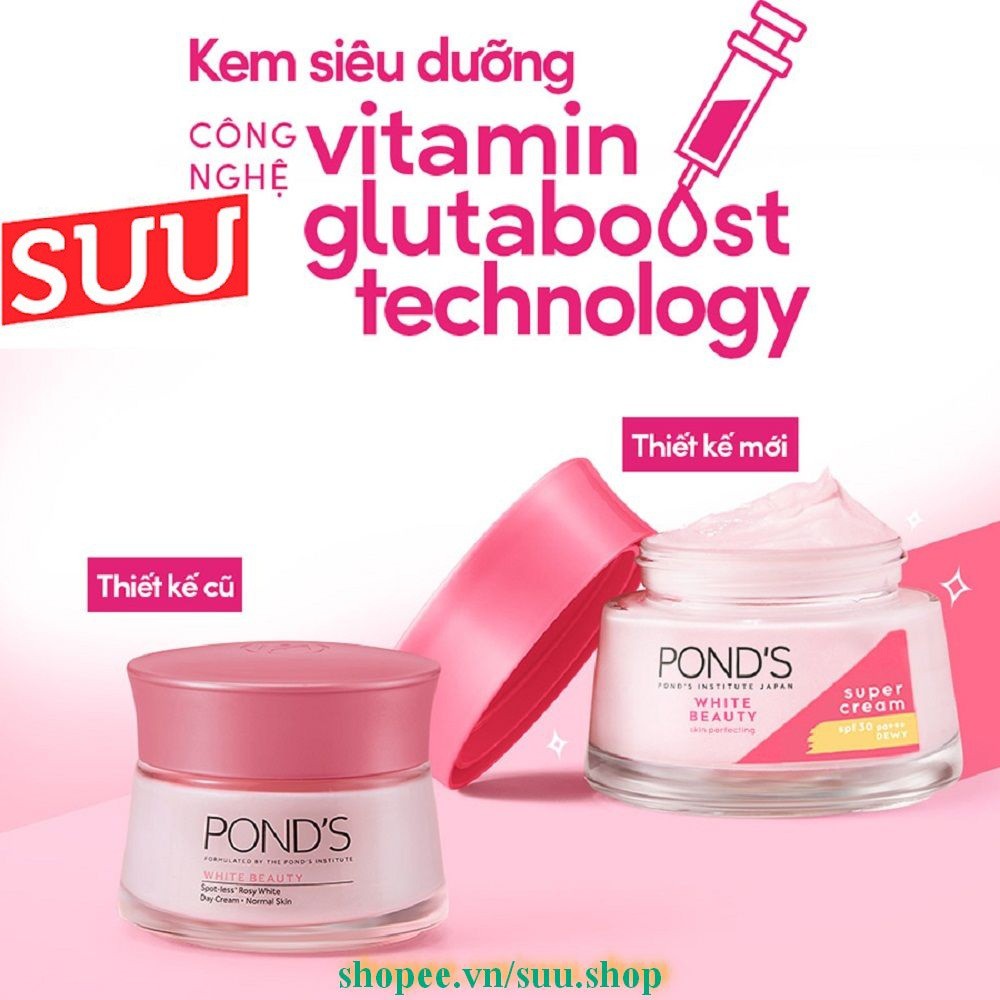 Kem Dưỡng Trắng Da Ponds 50g Hồng Rạng Rỡ Bright Beauty suu.shop cam kết 100% chính hãng