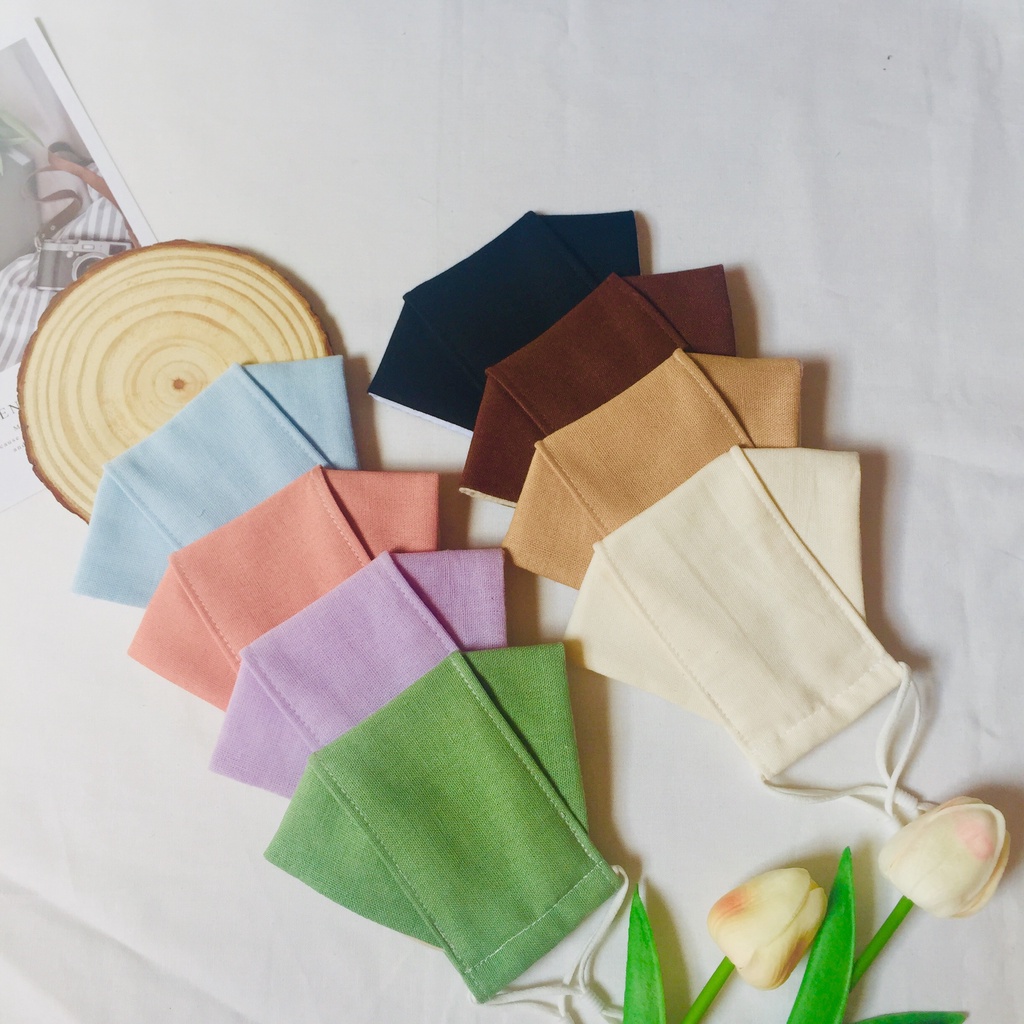 Khẩu trang vải Linen 3D kháng bụi, kháng khuẩn, chống bụi mịn màu sắc tươi sáng