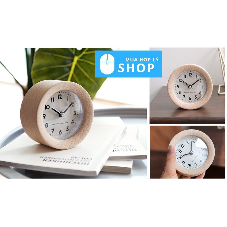Đồng Hồ Để Bàn Báo Thức MJK Gỗ Nguyên Chất Phong Cách Sang Trọng Châu Âu - Hàng Nhập Khẩu